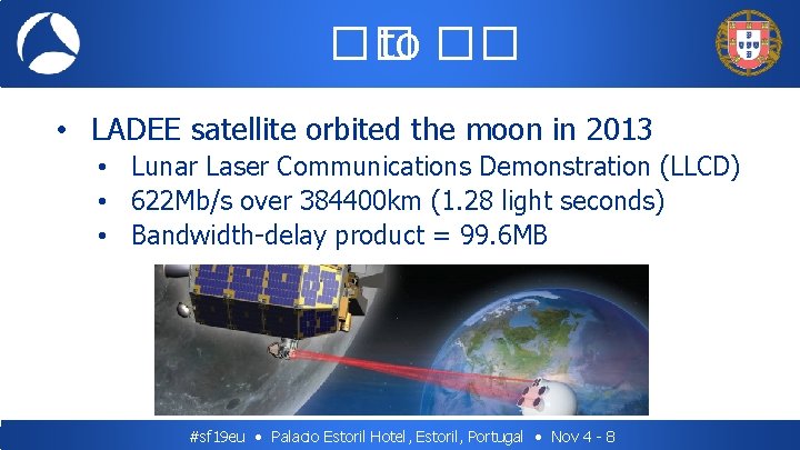 �� to �� • LADEE satellite orbited the moon in 2013 • Lunar Laser