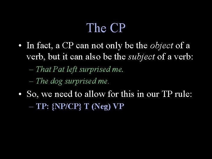 The CP • In fact, a CP can not only be the object of