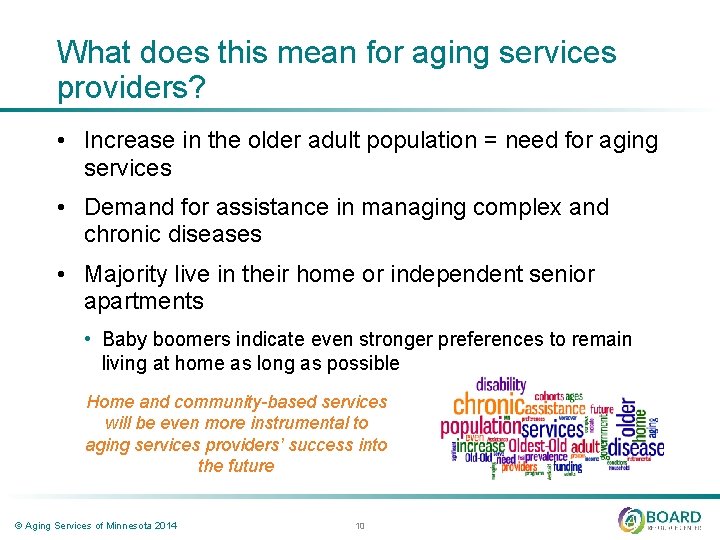 What does this mean for aging services providers? • Increase in the older adult What does this mean for aging services providers? • Increase in the older adult