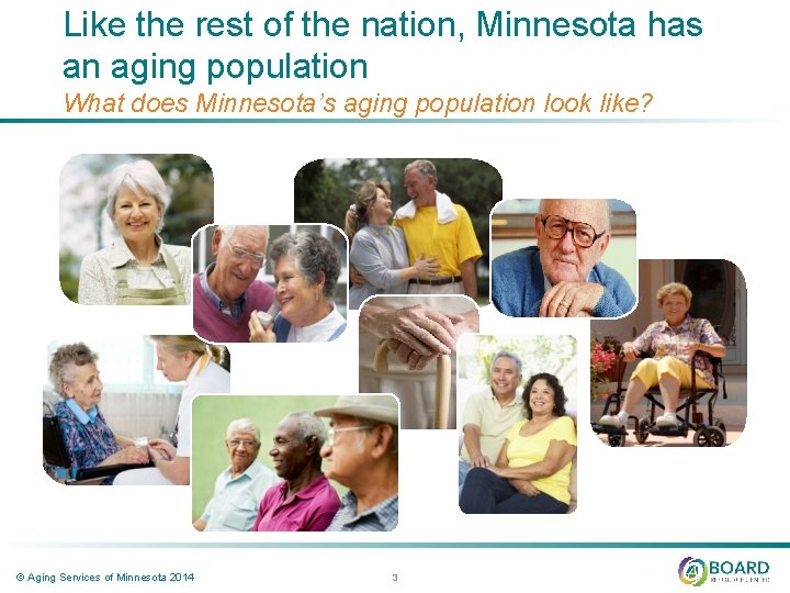 Like the rest of the nation, Minnesota has an aging population What does Minnesota’s Like the rest of the nation, Minnesota has an aging population What does Minnesota’s