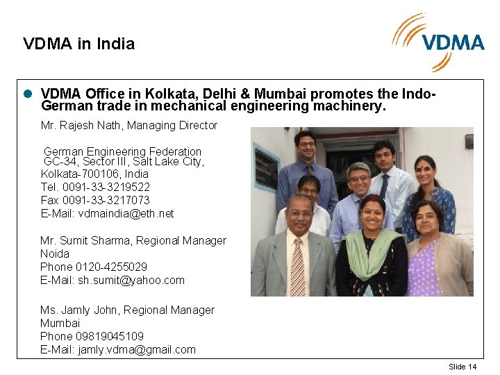 VDMA in India l VDMA Office in Kolkata, Delhi & Mumbai promotes the Indo.