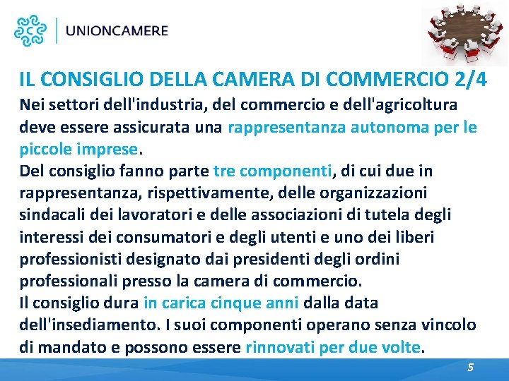 IL CONSIGLIO DELLA CAMERA DI COMMERCIO 2/4 Nei settori dell'industria, del commercio e dell'agricoltura