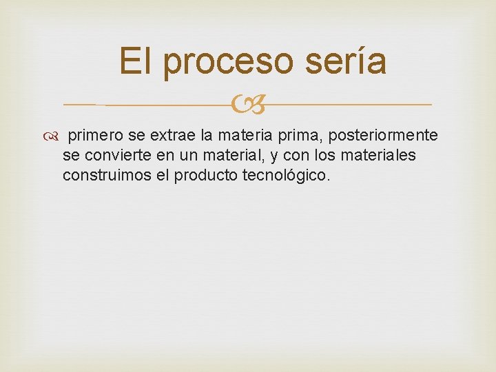 El proceso sería primero se extrae la materia prima, posteriormente se convierte en un