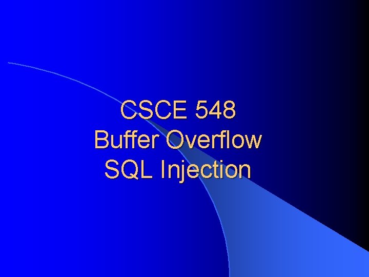 CSCE 548 Buffer Overflow SQL Injection 