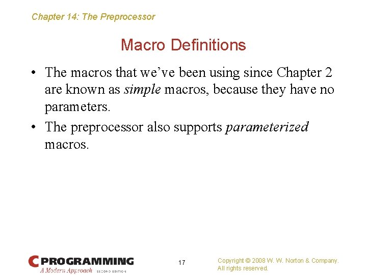 Chapter 14 The Preprocessor Chapter 14 The Preprocessor