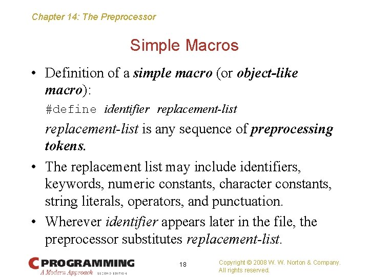 Chapter 14 The Preprocessor Chapter 14 The Preprocessor