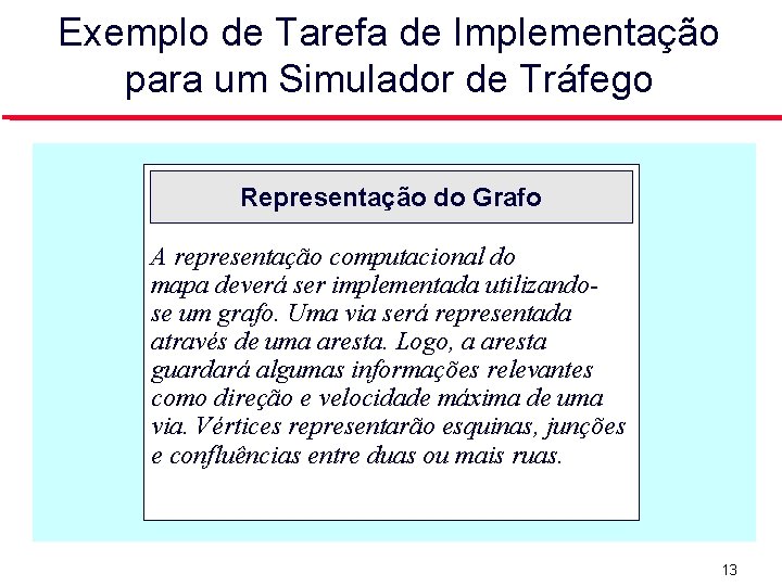 Exemplo de Tarefa de Implementação para um Simulador de Tráfego Representação do Grafo A