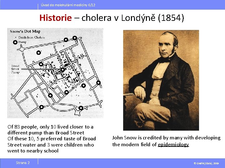 Úvod do molekulární medicíny 6/12 Historie – cholera v Londýně (1854) Of 83 people,