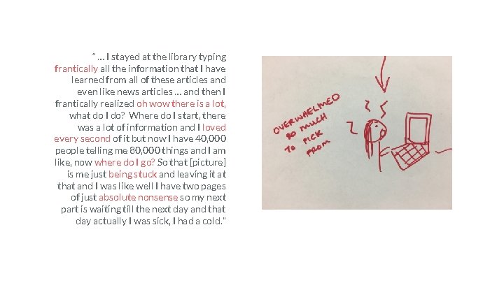 “ … I stayed at the library typing frantically all the information that I “ … I stayed at the library typing frantically all the information that I