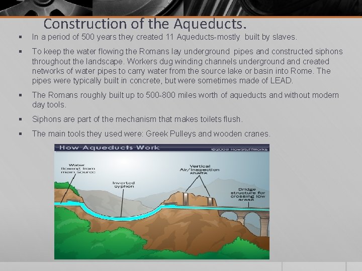 Construction of the Aqueducts. § In a period of 500 years they created 11