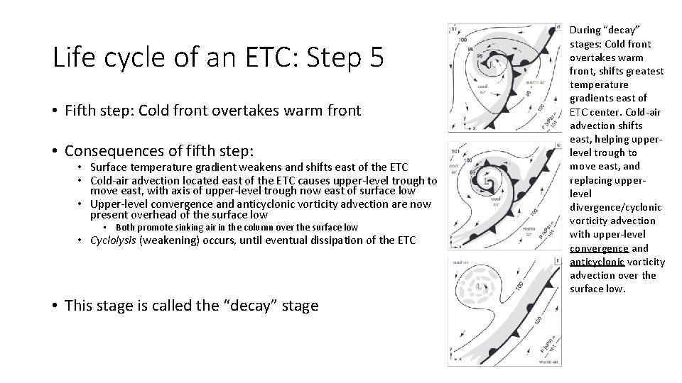 Life cycle of an ETC: Step 5 • Fifth step: Cold front overtakes warm
