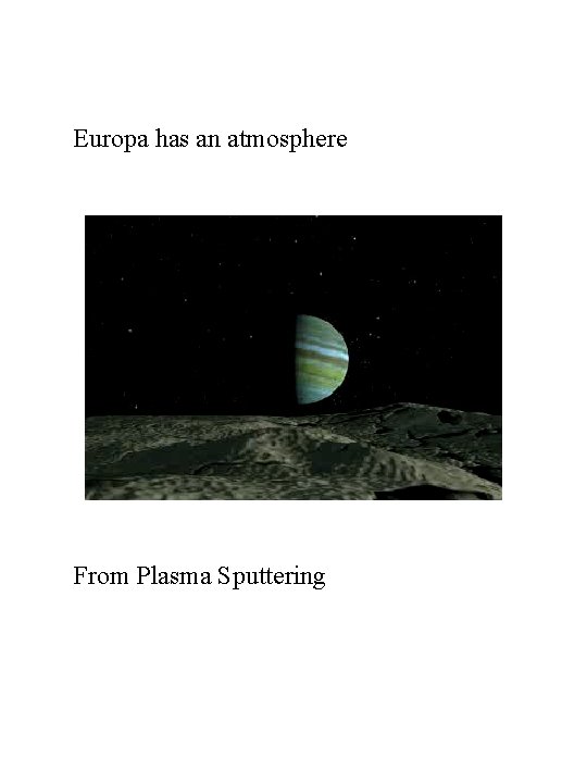 Europa has an atmosphere From Plasma Sputtering 
