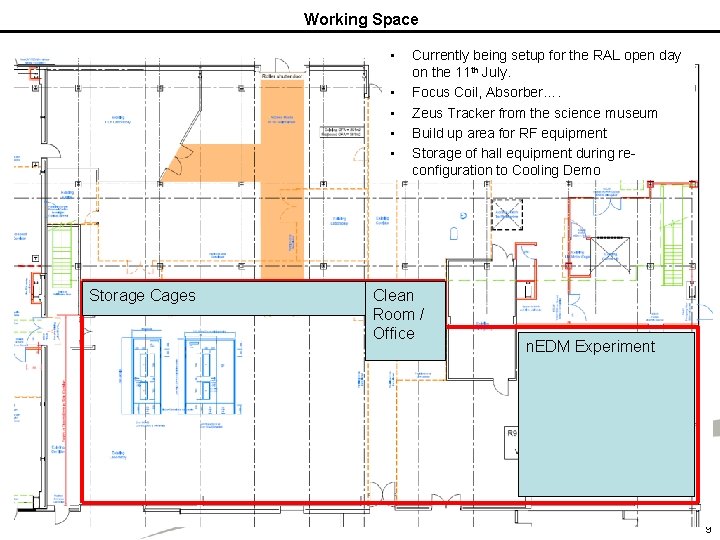 Working Space • • • Storage Cages Currently being setup for the RAL open