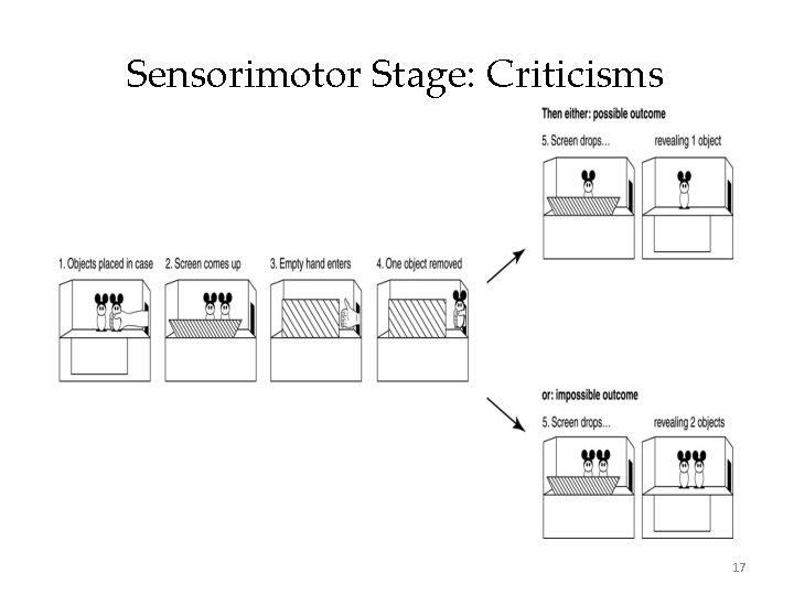 Sensorimotor Stage: Criticisms 2. Children can also count. Wynn (1992, 2000) showed that children