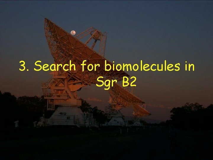 3. Search for biomolecules in Sgr B 2 