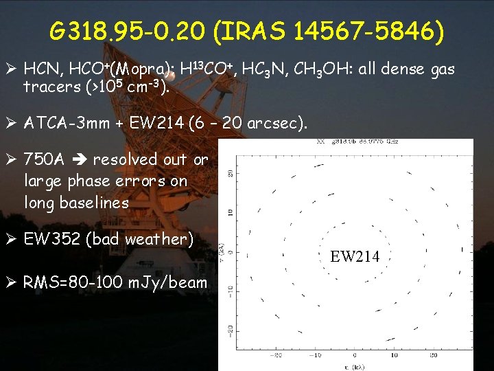 G 318. 95 -0. 20 (IRAS 14567 -5846) Ø HCN, HCO+(Mopra); H 13 CO+,