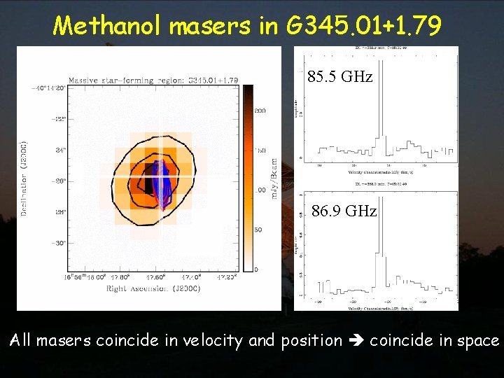 Methanol masers in G 345. 01+1. 79 85. 5 GHz 86. 9 GHz All