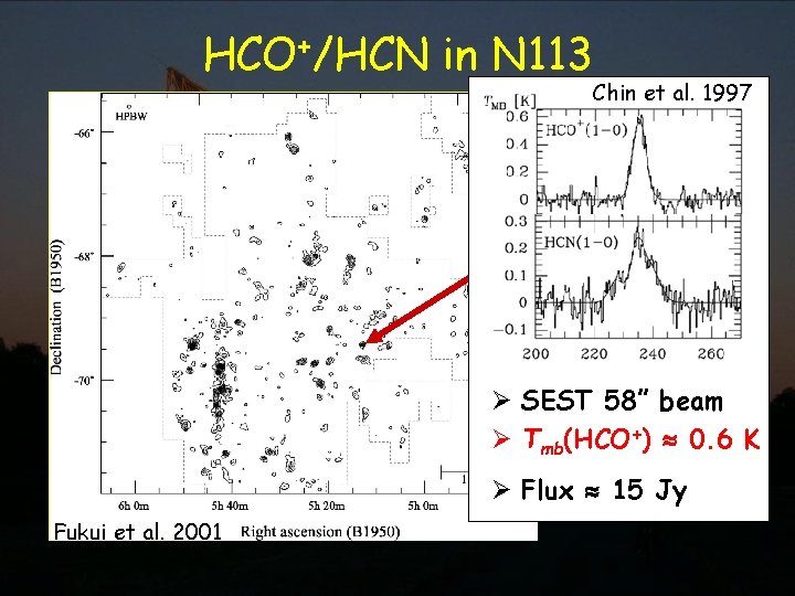 HCO+/HCN in N 113 Chin et al. 1997 Ø SEST 58” beam Ø Tmb(HCO+)