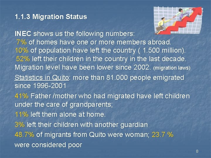 1. 1. 3 Migration Status INEC shows us the following numbers: 7% of homes