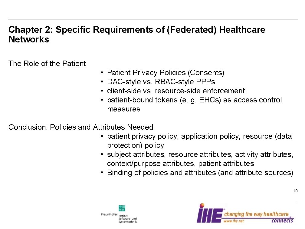 Chapter 2: Specific Requirements of (Federated) Healthcare Networks The Role of the Patient •