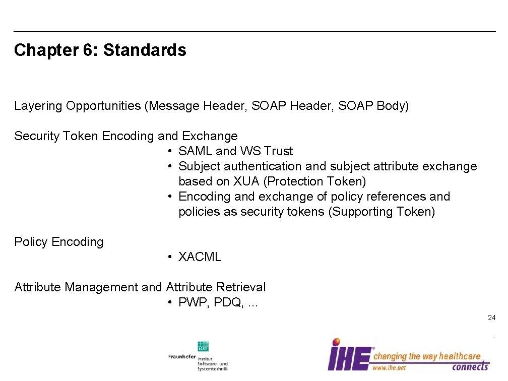 Chapter 6: Standards Layering Opportunities (Message Header, SOAP Body) Security Token Encoding and Exchange