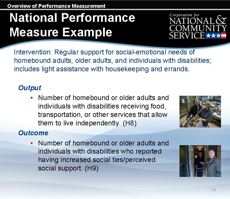 Overview of Performance Measurement National Performance Measure Example Intervention: Regular support for social-emotional needs