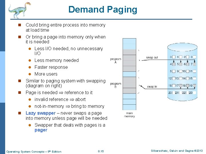 Demand Paging n Could bring entire process into memory at load time n Or