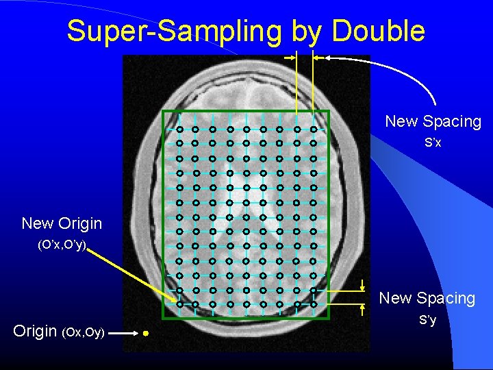 Super-Sampling by Double New Spacing S’x New Origin (O’x, O’y) New Spacing Origin (Ox,