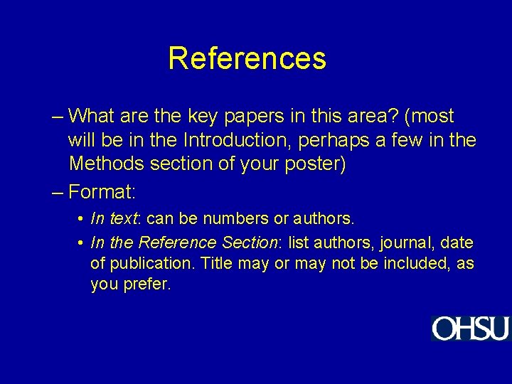 References – What are the key papers in this area? (most will be in