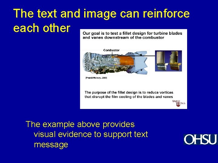 The text and image can reinforce each other The example above provides visual evidence