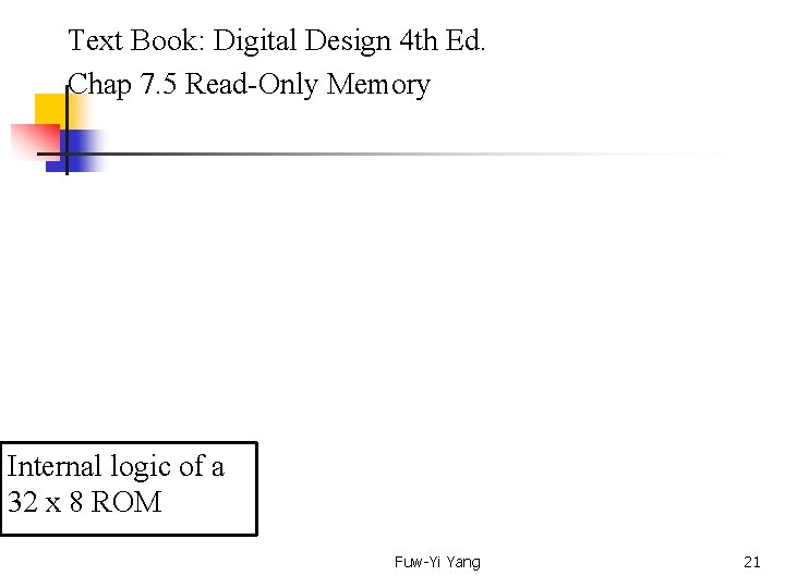  Text Book: Digital Design 4 th Ed. Chap 7. 5 Read-Only Memory Internal