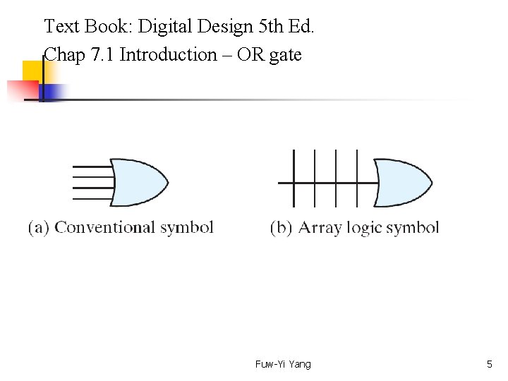  Text Book: Digital Design 5 th Ed. Chap 7. 1 Introduction – OR