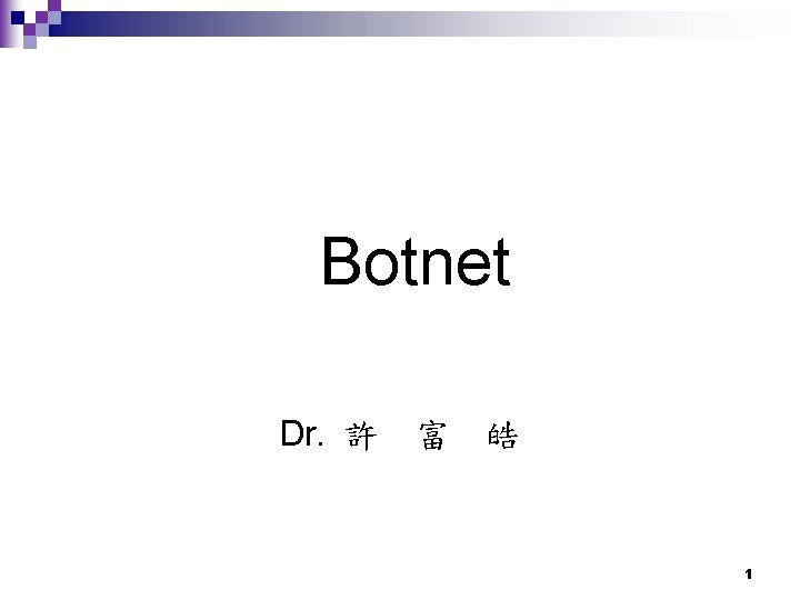 Botnet Dr. 許 富 皓 1 