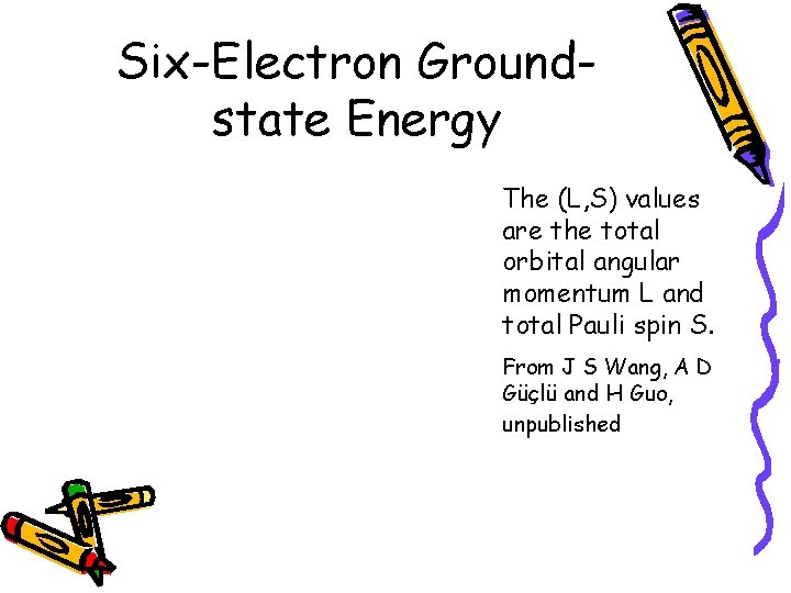 Six-Electron Groundstate Energy The (L, S) values are the total orbital angular momentum L