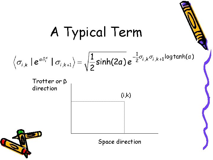 A Typical Term Trotter or β direction (i, k) Space direction 