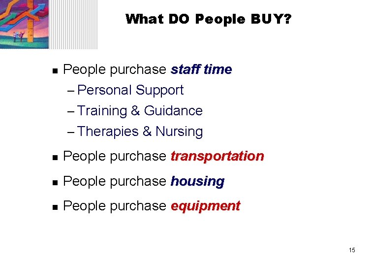 What DO People BUY? n People purchase staff time – Personal Support – Training