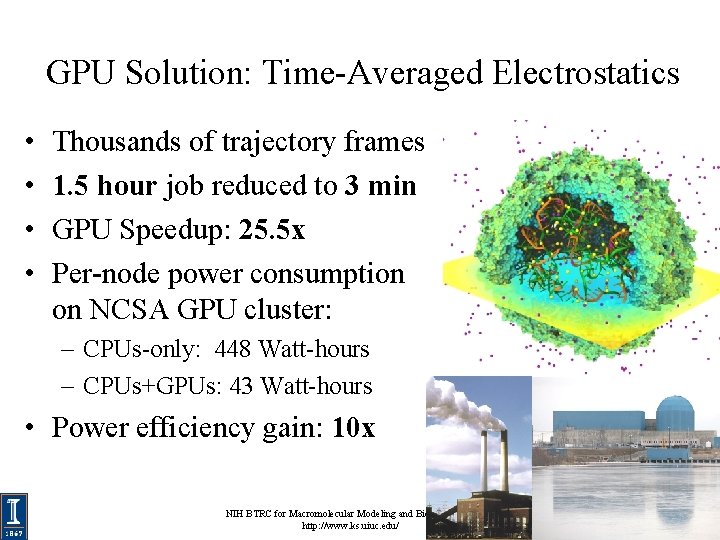 GPU Solution: Time-Averaged Electrostatics • • Thousands of trajectory frames 1. 5 hour job