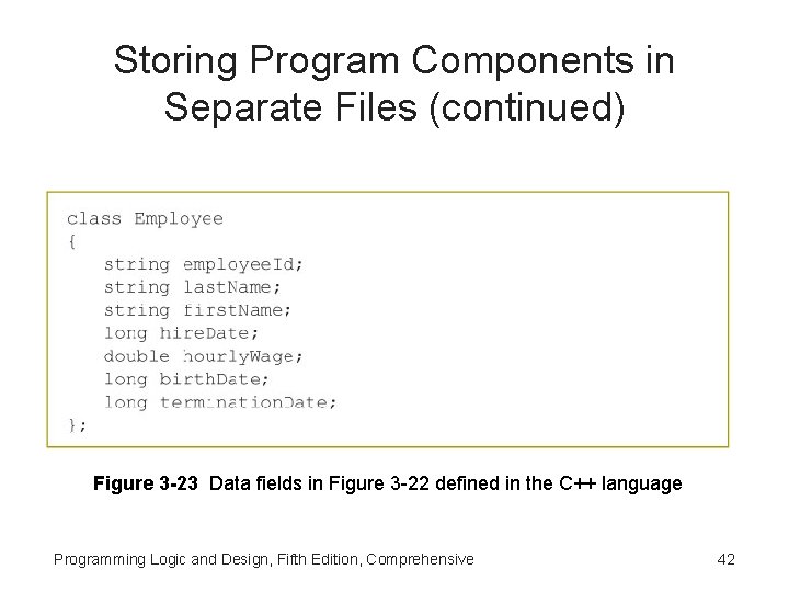 Storing Program Components in Separate Files (continued) Figure 3 -23 Data fields in Figure