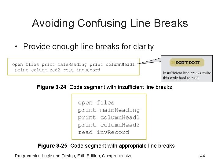 Avoiding Confusing Line Breaks • Provide enough line breaks for clarity Figure 3 -24