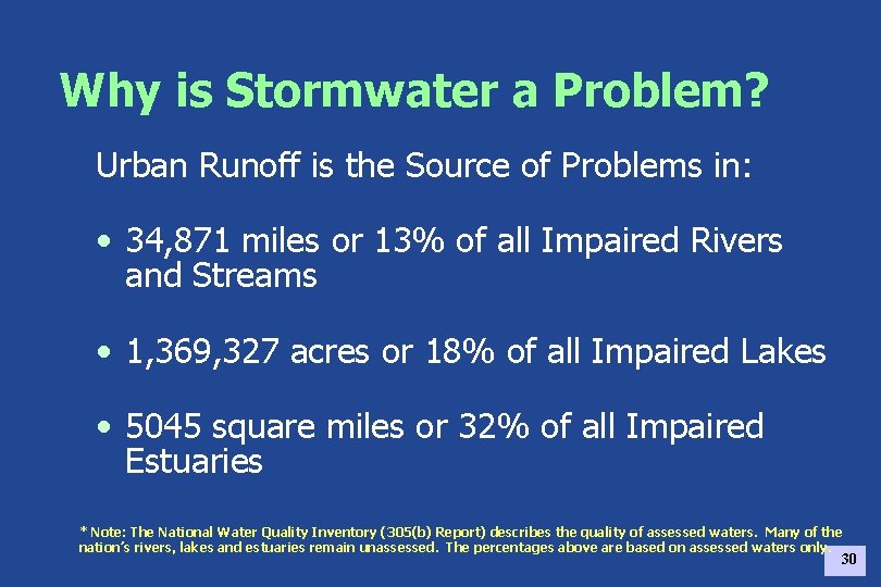 Why is Stormwater a Problem? Urban Runoff is the Source of Problems in: •