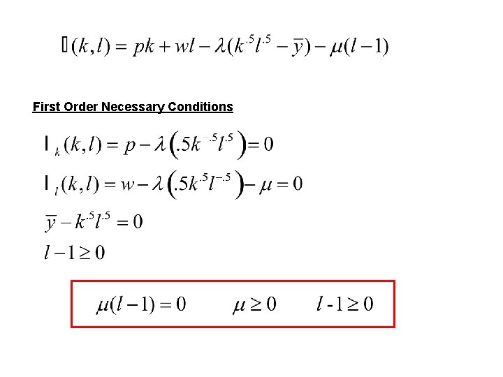 First Order Necessary Conditions 