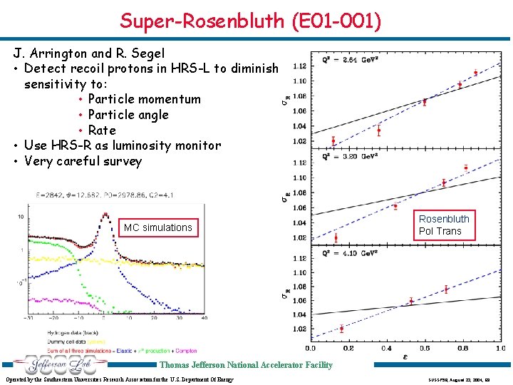Super-Rosenbluth (E 01 -001) J. Arrington and R. Segel • Detect recoil protons in