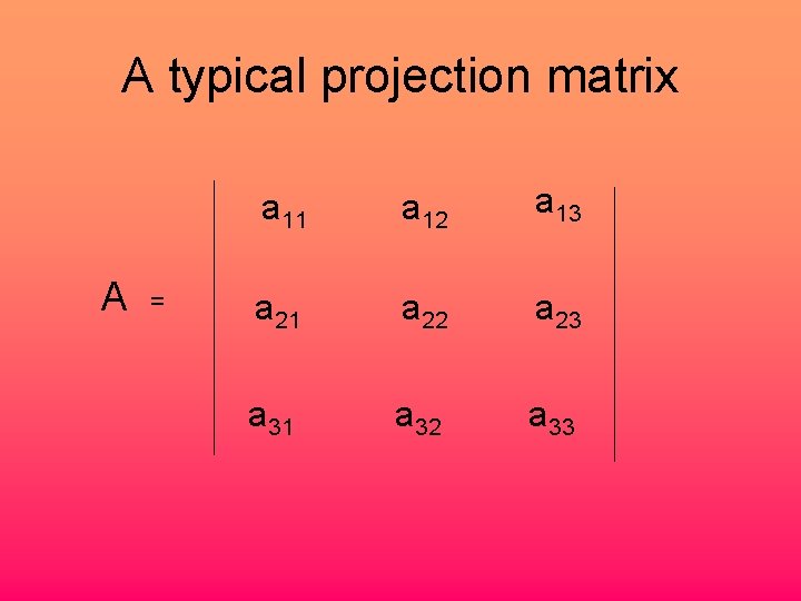 A typical projection matrix A = a 11 a 12 a 13 a 21