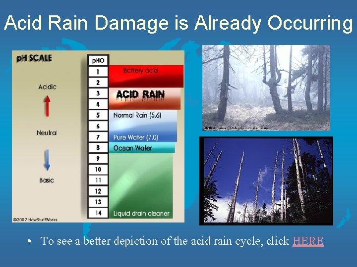 Acid Rain Damage is Already Occurring • To see a better depiction of the