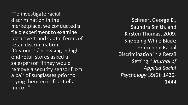 “To investigate racial discrimination in the marketplace, we conducted a field experiment to examine
