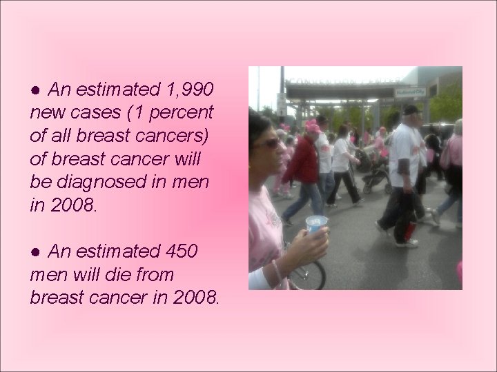 ● An estimated 1, 990 new cases (1 percent of all breast cancers) of