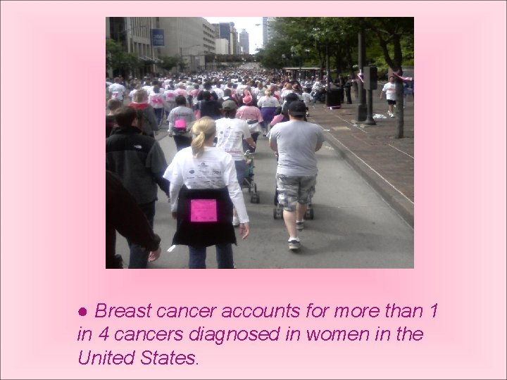 ● Breast cancer accounts for more than 1 in 4 cancers diagnosed in women