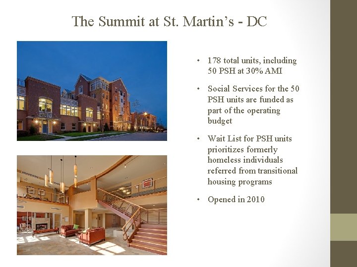 The Summit at St. Martin’s - DC • 178 total units, including 50 PSH