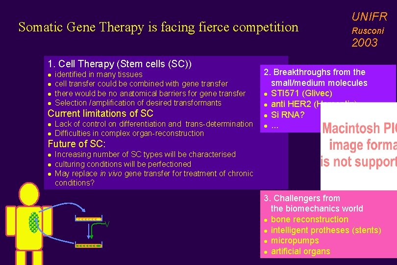 Somatic Gene Therapy is facing fierce competition UNIFR Rusconi 2003 1. Cell Therapy (Stem Somatic Gene Therapy is facing fierce competition UNIFR Rusconi 2003 1. Cell Therapy (Stem