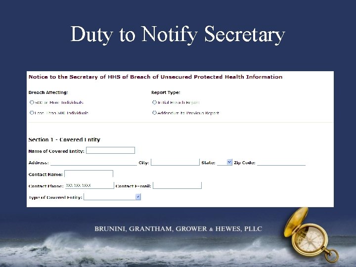 Duty to Notify Secretary 